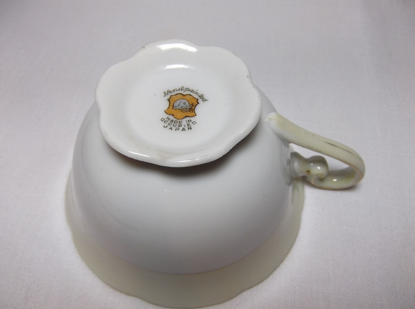 Vtg Black Lily Cup & Saucer made in occupied japan Porcelain elephant mark